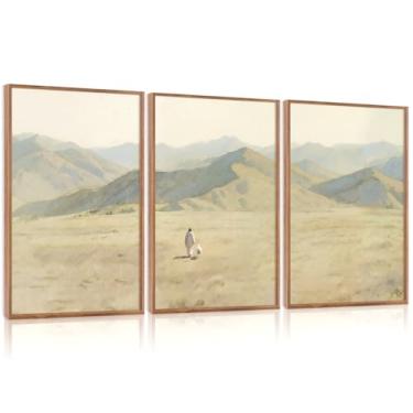 Imagem de CHDITB Arte de parede em tela emoldurada Jesus Leaves The 99 Parable of The Lost Sheep (60,96 cm x 91,44 cm), 3 painéis Boho Montanha Natureza Paisagem Paisagem, Grande Religiosa Cristã História da