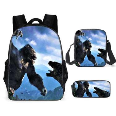 Imagem de Conjunto de mochilas escolares Kings Kongs vs Godzillas Kids Nylon - Y