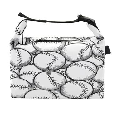 Imagem de Lancheira para mulheres, homens, lancheira isolada, reutilizável, lancheira para escritório, piquenique, atividades ao ar livre, fundo de bolas de beisebol