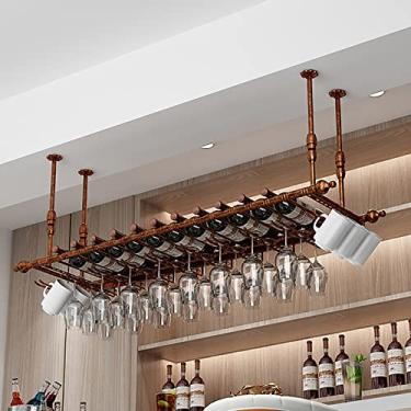 Imagem de APUM Rack de vinho, prateleira flutuante para bar de teto, suporte de vidro para bar, suporte de garrafa de taça de cabeça para baixo, prateleira de decoração para bares e restaurantes