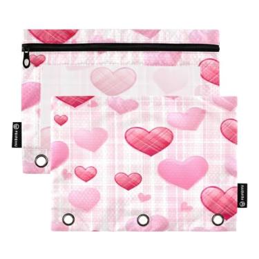 Imagem de Wassud Pacote com 2 pastas de fichário em formato de coração doce com 3 furos, pasta organizadora de arquivos para casa, escritório