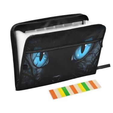 Imagem de Wassud Blue Eyes Organizador de arquivos sanfonado, 13 bolsos, pastas expansíveis com abas e adesivos, organizador de pastas de documentos de recibo de papel tamanho carta A4 para viagens de