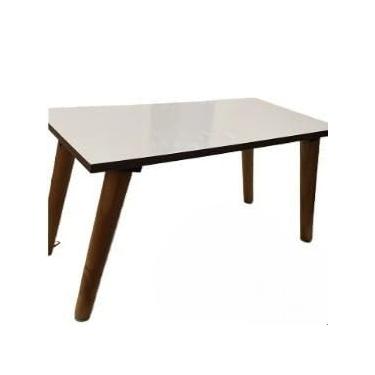 Imagem de Mesa De Centro Decorativa Compacta Para Sala De Estar, Mesa De Canto Com Pernas Finas De Madeira MaciçA(BRANCO)