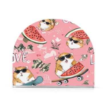 Imagem de xigua Porta-guardanapos de acrílico, porta-guardanapos de hamster de desenho animado fofo para mesas cozinha restaurante decoração de casa, suporte decorativo moderno para guardanapos de coquetel de