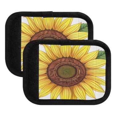 Imagem de Qilmy Brilhantes Girassóis Bagagem Alça Embrulhar Pacote 2 Identificadores de Bagagem Identificadores de Bagagem Conforto Pegas Capa para Carrinho de Viagem Bolsa Mala Avião Acessórios de Viagem 227