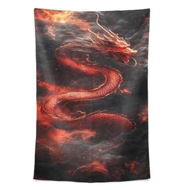 Imagem de STAYTOP Tapeçaria de parede de dragão bonito tapeçaria para decoração de casa decoração de dormitório sala de estar quarto tapete de parede (90 × 60 pol)