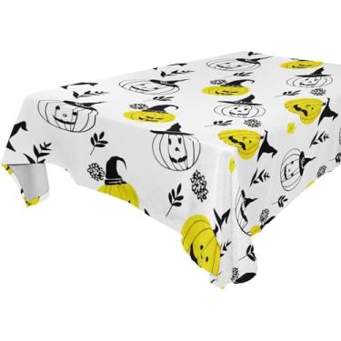 Imagem de Burbuja Toalha de mesa de abóboras de Halloween, toalha de mesa quadrada anti-rugas, grossa para decoração de jantar, cozinha, festa, 152 x 152 cm