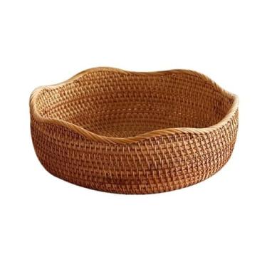 Imagem de Fruteira Cesto de armazenamento com borda ondulada, multiuso, fruteira, organizador de lanches, decoração para mesa de jantar. Decoração de mesa(Médio)