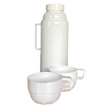 Imagem de Conjunto Térmico Mood Branco – Garrafa 1L + Duas Xícaras