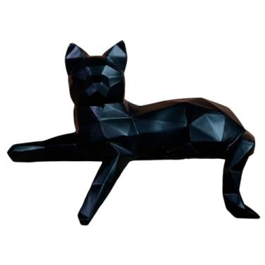 Imagem de Wswqop Estátua de gato em resina, escultura moderna, artesanato delicado, decoração para casa, estátua de animal para mesa, estante ou sala de estar, Gato Observando