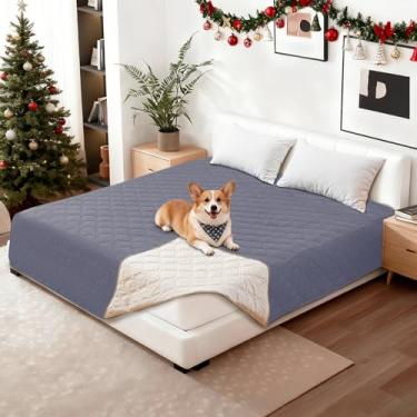 Imagem de CYCMACO Capas de sofá à prova d'água para animais de estimação, capa de cama de cachorro impermeável, cobertores macios antiderrapantes para cães, lavável, cobertor para cães grandes e gatos (203 x
