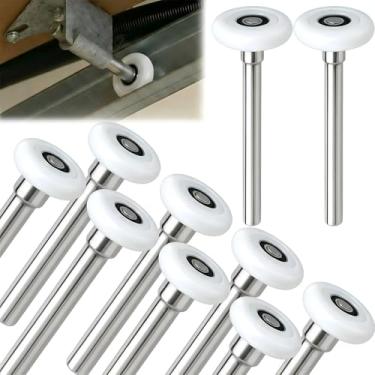 Imagem de Pacote com 10 rolos de porta de garagem de grau de nylon comercial de 10 cm com haste de 10 cm, silencioso/durável e de alta carga, use rolamentos de precisão de vedação dupla 6201ZZ.