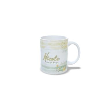 Imagem de Caneca de Cerâmica Personalizada Alice com Design Floral, Branco e Amarelo, 325 ml (n)