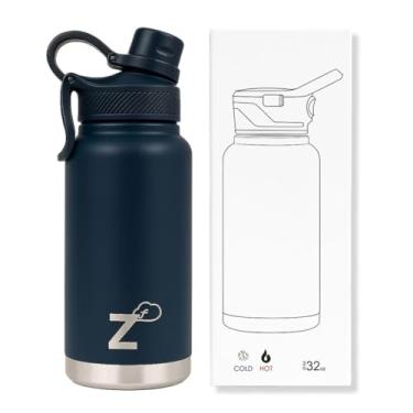 Imagem de Z PASS Garrafa Térmica 946ml em Aço Inox, Azul Marinho, Parede Dupla com Isolamento a Vácuo, Tampa Flip com Trava, Canudo Retrátil, para Bebidas Quentes e Frias (Azul Marinho)