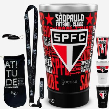 Imagem de KIT Copo Térmico GOCASE Vibe 470ml do SÃO PAULO com Tirante, Eco Saqui