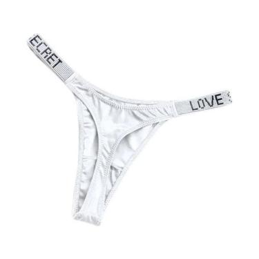 Imagem de Calcinha G-string Sexy Feminina Com Letras Em Strass E Diamantes, Tama