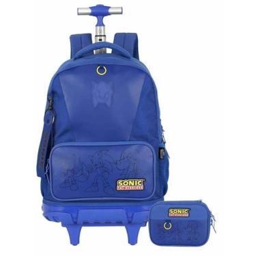 Imagem de Kit Escolar Sonic Game Mochila Rodinhas E Costa + Estojo Box - Luxcel