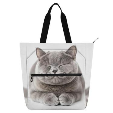 Imagem de GAIGEO Bolsa feminina britânica de pelo curto para trabalho, lona, bolsa de pano, faculdade, escola, bolsas infantis fofas, para amantes de livros