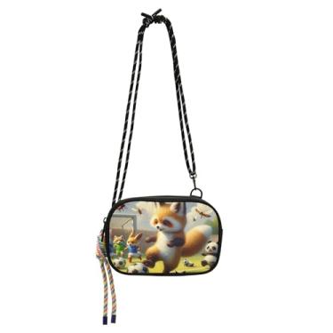 Imagem de TSENQUE Lindas bolsas transversais femininas com estampa de animais esportivos guaxinim para mulheres bolsa de celular com estampa de animais sobre o ombro bolsas de viagem