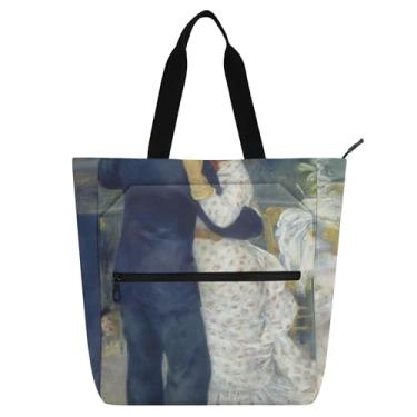 Imagem de GAIGEO Bolsa de trabalho feminina Renoir Prints Dance Impressionism Tote Canvas College School Tote Bolsas de professor com compartimentos