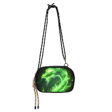 Imagem de TSENQUE Bolsas pequenas transversais femininas bolsa verde dragão fogo celular bolsa carteira cinto bolsas de ombro