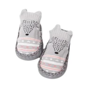 Imagem de Meias Pantufas Unissex Para Bebês Com Solas De Borracha Antiderrapante