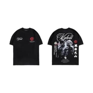 Imagem de Camiseta Masculina De Algodão Com Estampa De Cabeça De Lobo Para Boxe,