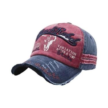 Imagem de Boné De Beisebol Masculino Retrô Com Bordado De Cabeça De Touro Lavado