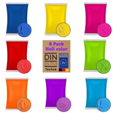 Imagem de (Mix-8 100gm) Holi Gulal Pó Cor Solúvel em Água Natural Festival Photoshoot Rangoli Cores Arco-íris Pó Conjunto Colorido Animais Chá de Bebê Casamento Acampamentos de Verão