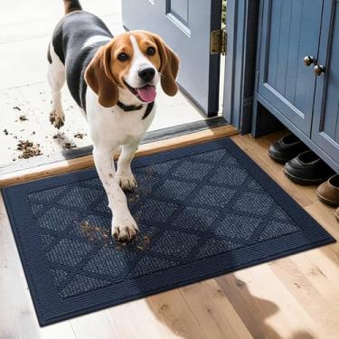Imagem de COSY HOMEER Tapete de porta antiderrapante 51 x 81 cm, tapetes de entrada de baixo perfil absorvente de sujeira capacho, capacho para entrada frontal, tapete de entrada de polipropileno lavável (azul)