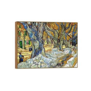 Imagem de Vincent van Gogh Famosa pintura em tela de arte de parede pronta para pendurar. Árvores grandes. Imagem em moldura de madeira para decoração de sala de estar 90 x 117 cm 35 x 46 pol