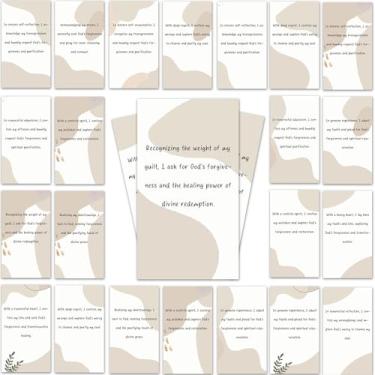 Imagem de 100 cartões de oração com versículos da Bíblia 8,9 x 5 cm Conjunto de cartões de escritura edificantes para devoção diária, pedido de oração, presente cristão para mulheres, homens e amigos (marrom)