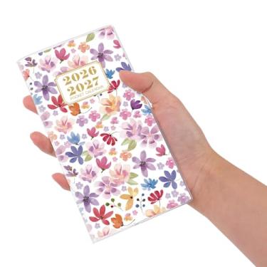 Imagem de Calendário de bolso 2026-2027 para bolsa, agenda de bolso mensal de 2 anos, tamanho pequeno, 16,5 x 9 cm, janeiro de 2026 a dezembro de 2027, calendário de bolso para organização e planejamento