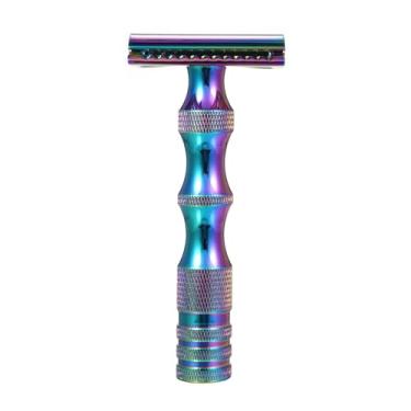 Imagem de Dioche Navalha de Segurança Ajustável Vintage Dupla Face Manual Navalha de Barbear para Homens Perto Confortável Barbear Barba Remoção de Pêlos Rosto Aliciamento Prata Preto (Multicolorido)