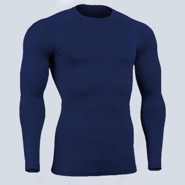 Imagem de Blusa Masculina Proteção UV Segunda Pele Térmica Poliéster Manga Longa Compressão-Masculino