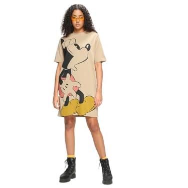 Imagem de Bewakoof Camiseta feminina de algodão com gola redonda e gola redonda com estampa gráfica oficial da Disney Merchandise, Marrom-546192, GG