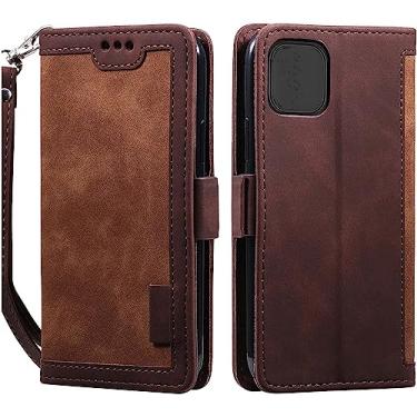 Imagem de MURVE Capa para iPhone 14/14 Plus/14 Pro/14 Pro Max, capa tipo carteira, capas de telemóvel magnéticas de couro durável, com alça de pulso com bolsa de cartão, proteção à prova de choque (cor: