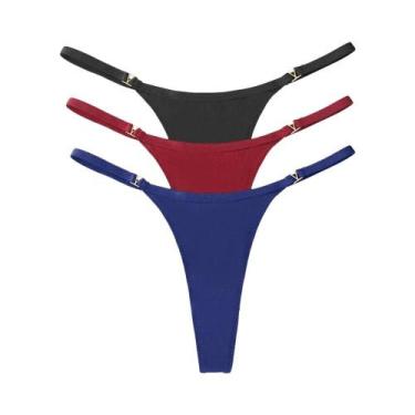 Imagem de Conjunto De 3 Calcinhas Tanga De Cintura Baixa Para Mulheres, Confortá