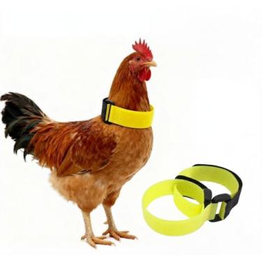 Imagem de 2 coleiras de galo de corvo, cinto de pescoço ajustável de nylon antiruído para galinhas e aves, coleira de corvo humana para evitar gritos, conjunto de arnês de coleira de frango (amarelo)