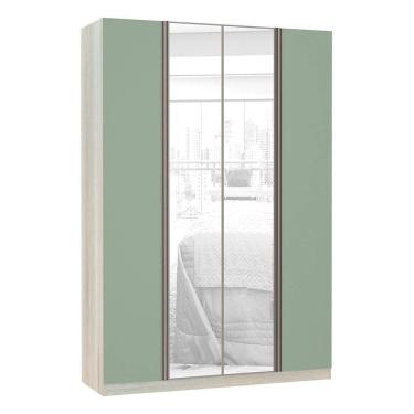 Imagem de Guarda Roupa Solteiro 4 Portas 3 Gavetas Prime Plus Alumínio Com Espelho 159 Cm Luciane Móveis