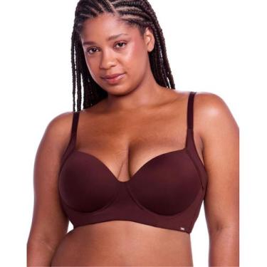 Imagem de Sutiã Sustentação Com Bojo Disfarça Dobrinhas Plie 50305, 44, Macadami