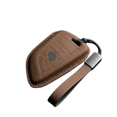 Imagem de Capa de couro para chave do logotipo do carro, acessórios compatíveis com BMW 320i 530i 550i X1 X3 X4 X5 X6 F20 F15 F16 F48 F30 G20 G30 G01 G02 G05 G11(C-brown chain)