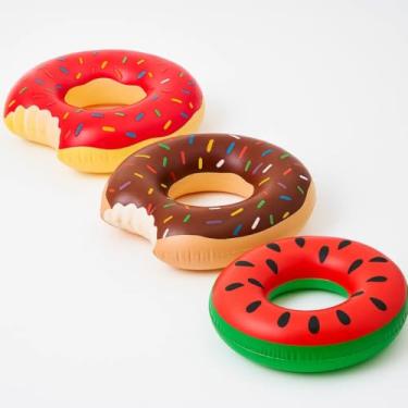 Imagem de Kit 2 Boias Infláveis Donuts Piscina 90cm Grande | Boia de Verão Praia Adulto e Criança(1x DONUTS + 1x MELANCIA)