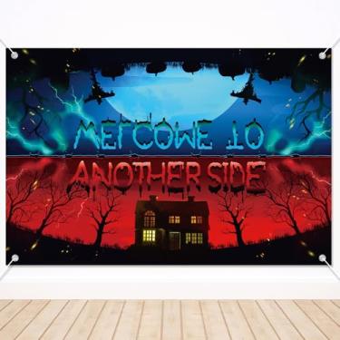 Imagem de Cenário Welcome to Another Side, 1,5x1m Banner Fotográfico com Tema Assustador Fundo para Fotografia de Fantasia Sombria para Decoração Festa Halloween Tema de Terror