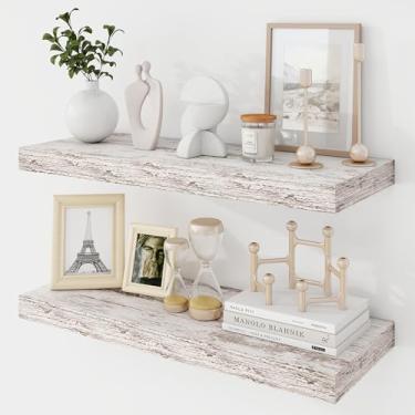 Imagem de Acovy Prateleiras flutuantes de 61 cm, prateleira flutuante de 23,5 cm de profundidade montada na parede, prateleiras de parede de 61 cm, estante rústica profunda, prateleiras grandes para exibição e