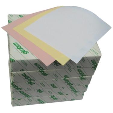 Imagem de Papel sem carbono reverso de 3 partes 5 resmas / 2505 folhas (835 conjuntos) rosa/canário/branco brilhante 21 x 28 cm