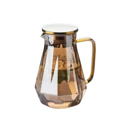 Imagem de Utensílios para servir bebidas 1 peça bule de chá de vidro quente e fria chaleira de café transparente jarro de bebida doméstico jarra de vidro com alça garrafa de água (marrom)