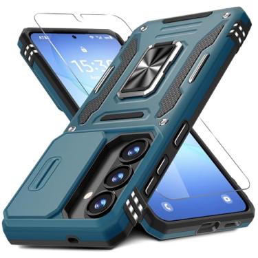 Imagem de DEERLAMN Capa para Samsung Galaxy S26 de 6,3 polegadas com capa deslizante para câmera + protetor de tela (1 unidade), anel giratório com suporte de grau militar, capa protetora à prova de choque