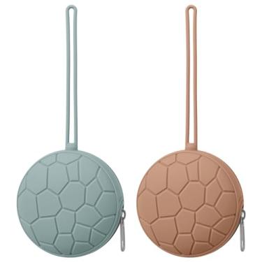 Imagem de Estojo de silicone para chupeta, suporte de chupeta de silicone macio para bebês recém-nascidos para meninos e meninas, estojo portátil de silicone para chupeta (cinza-claro/cinza Oslo)