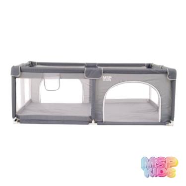 Imagem de MSP Kids Cercadinho Grade de Proteção Fixo ao Chão, Cinza, 180 x 150 x 66 cm, com Sistema Antiderrapante